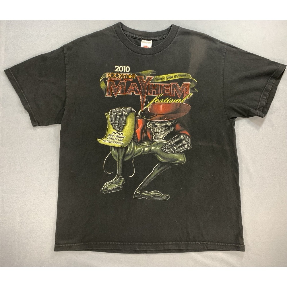 Mayhem Festival Rockstar Energy Mens L 2010 Metal Concert T-Shirt Tee Shirt